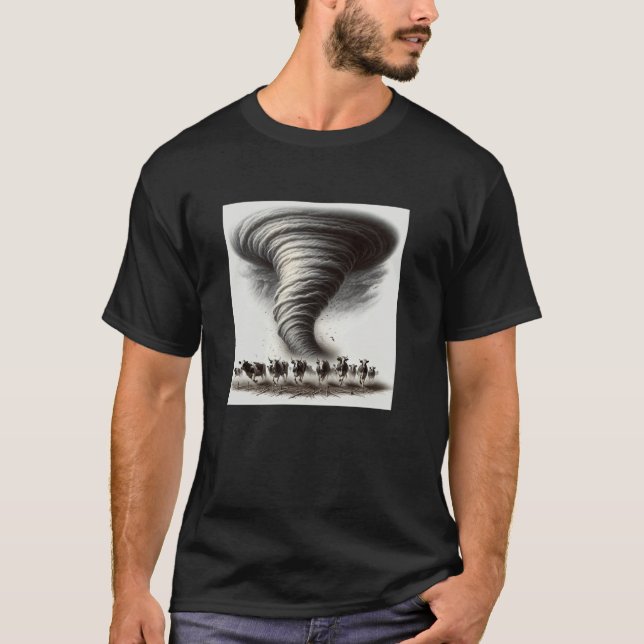 Cows Running Away From a Tornado T-Shirt (Front)