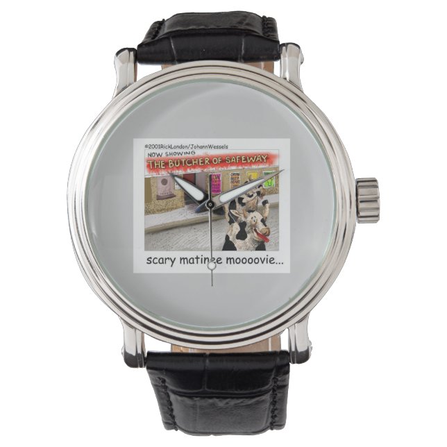 Cows Scary Mooovies Funny Unisex Watch (Front)