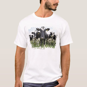 Cows standing in a row looking at camera T-Shirt