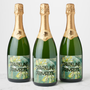 Cowslips Primula veris  Sparkling Wine Label