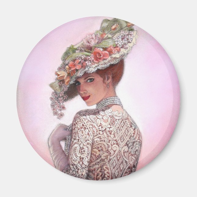 Coy Victorian Lady "Betty Lu" Magnet (Front)