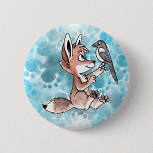 Coyote and Magpie Button