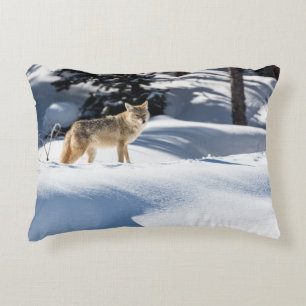 Coyote Cosy Cabin Winter Cabin Decor Decorative Cushion
