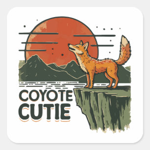 Coyote cutie square sticker