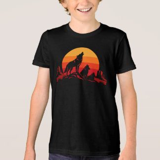 Coyote Family Sunset - American Western Wildlife Tri-Blend Shirt