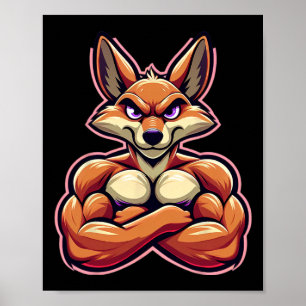 Coyote Flexing Muscles Fan Lover Bodybuilding Gym Poster