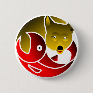 Coyote Frees Salmon 6 Cm Round Badge