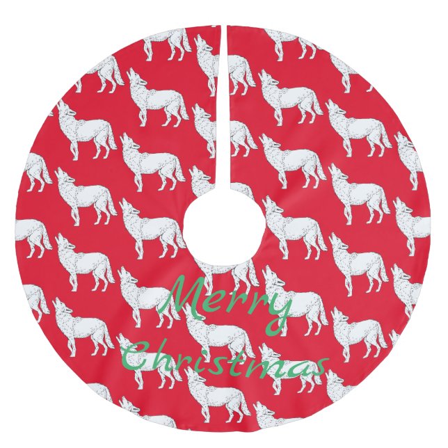 Coyote Howling Thunder_Cove Brushed Polyester Tree Skirt (Front)