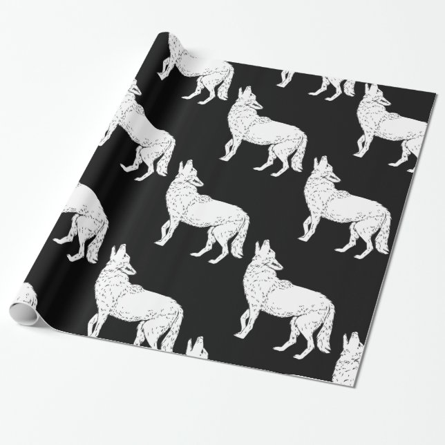 Coyote Howling Thunder_Cove Wrapping Paper (Unrolled)