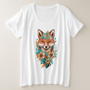 Coyote in Fower Plus Size T-Shirt