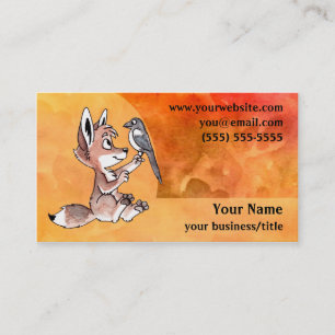 Coyote Pup Business Card - Fiery Orange