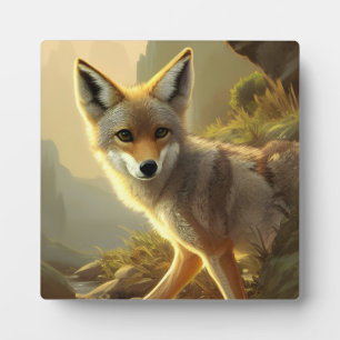 Coyote Pup Wildlife Portrait Tabletop Plaque