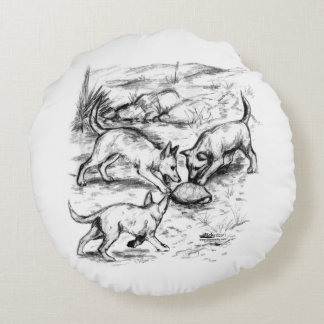 Coyote Pups Round Cushion