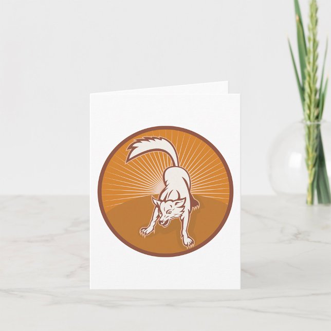 Coyote Retro Sunset Vintage Wilderness Animal Art  Card (Creator Uploaded)