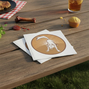 Coyote Retro Sunset Vintage Wilderness Animal Art Napkin