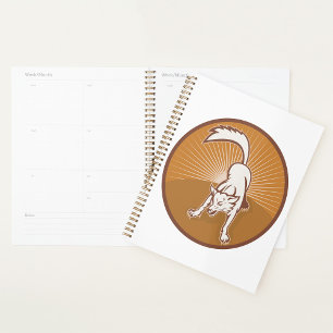 Coyote Retro Sunset Vintage Wilderness Animal Art  Planner
