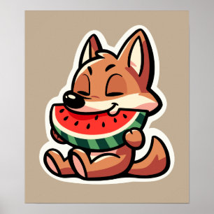 Coyote Watermelon Poster