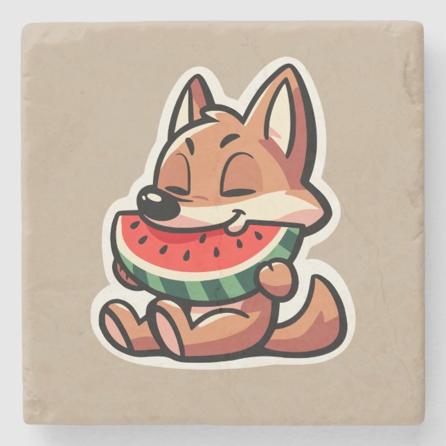 Coyote Watermelon Stone Coaster (Front)