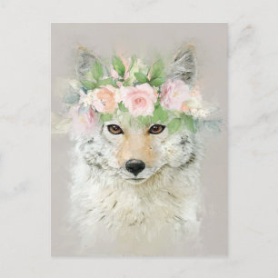 Coyote Wearing a Flower Crown Postcard