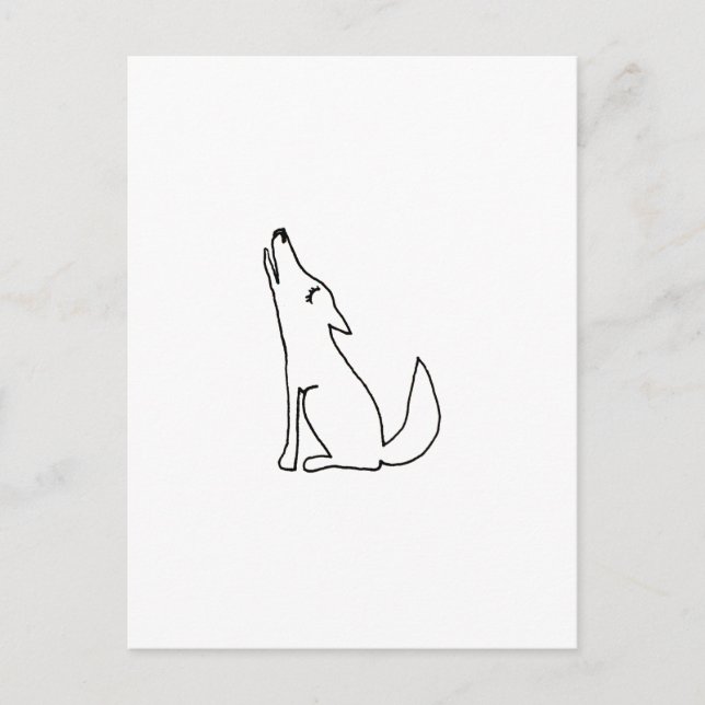 Coyote wolf dog howling - fun ink line drawing art postcard (Front)