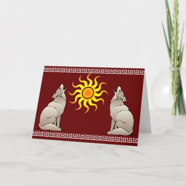 COYOTES HOWLING BENEATH A SOUTHWESTERN SUN CARD (Front)
