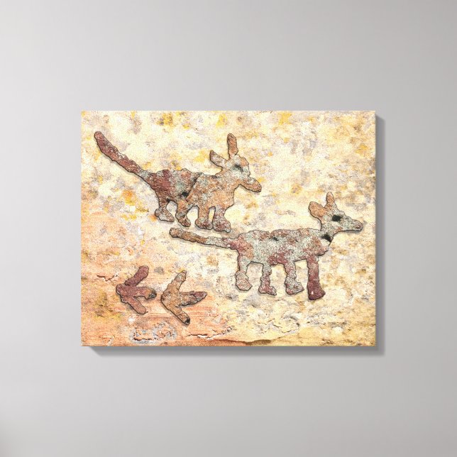Coyotes Petroglyphs in Arizona Canvas Print (Front)