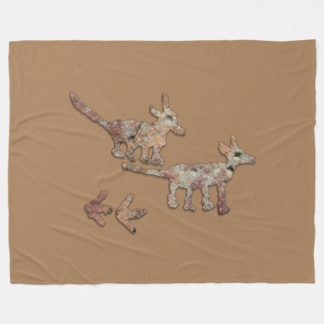 Coyotes Petroglyphs in Arizona Fleece Blanket (Front (Horizontal))