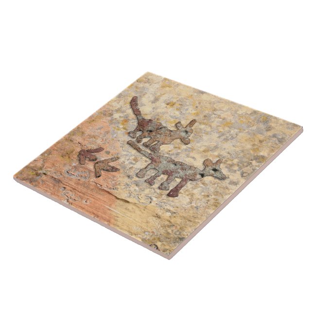 Coyotes Petroglyphs in Arizona Tile (Side)