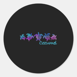 Cozumel Beach Design _ Tribal Turtle Gift  Classic Round Sticker