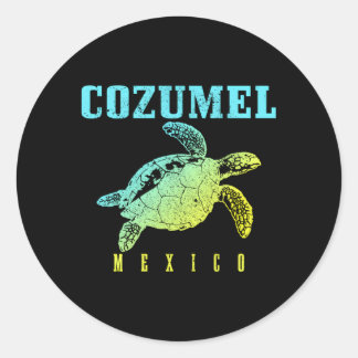 Cozumel Beach Mexico Sea Turtle Surfer Scuba Divin Classic Round Sticker