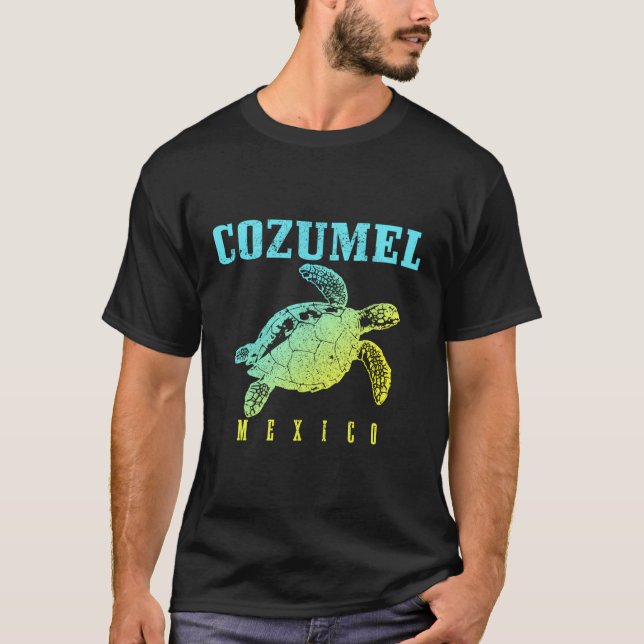 Cozumel Beach Mexico Sea Turtle Surfer Scuba Divin T-Shirt (Front)