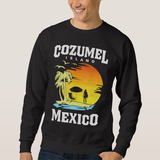 Cozumel Mexico Beaches Retro Cool Distressed Graph Sweatshirt (Front)