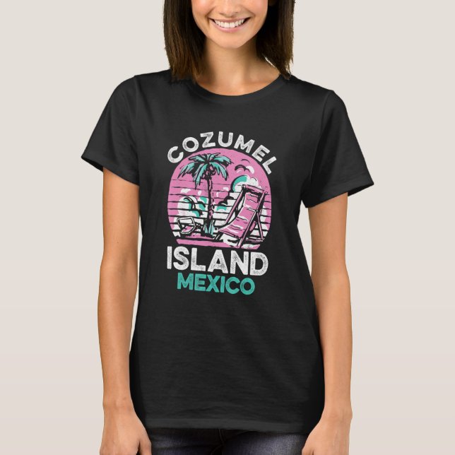 Cozumel Mexico Beaches Retro Cool Distressed Graph T-Shirt (Front)