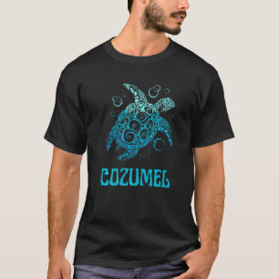 Cozumel, Mexico Blue Sea Turtle Tribal Design Prem T-Shirt