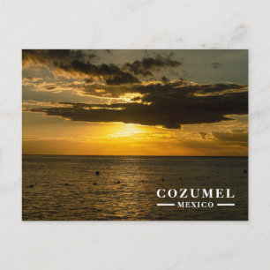Cozumel Mexico Golden Sunset Ocean  Holiday Postcard