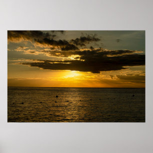 Cozumel Mexico Golden Sunset Ocean Poster