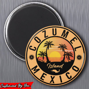 Cozumel Mexico island Retro Sunset Souvenirs Magnet