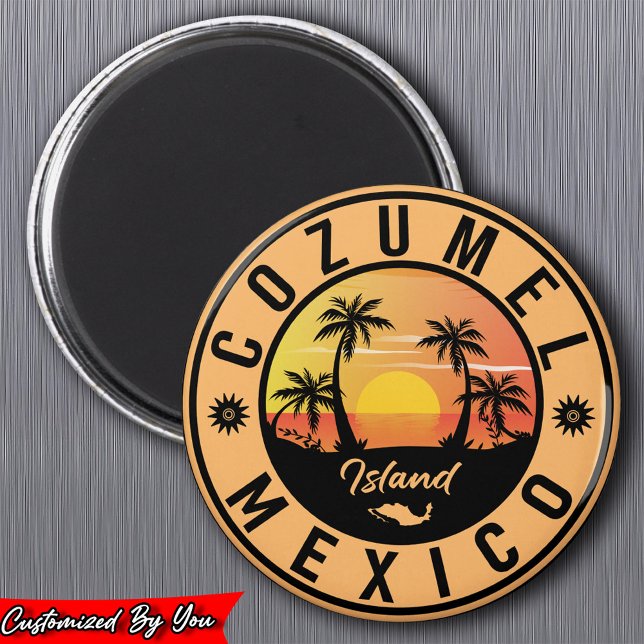 Cozumel Mexico island Retro Sunset Souvenirs Magnet (Creator Uploaded)
