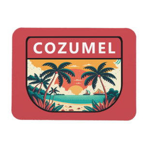 Cozumel Mexico Retro Emblem Magnet