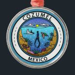 Cozumel Mexico Scuba Badge Metal Tree Decoration<br><div class="desc">Cozumel vector art design. A Mexican island in the Caribbean Sea that is a popular cruise ship port of call famed for its scuba diving.</div>