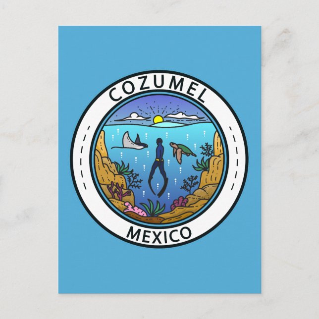 Cozumel Mexico Scuba Badge Postcard (Front)