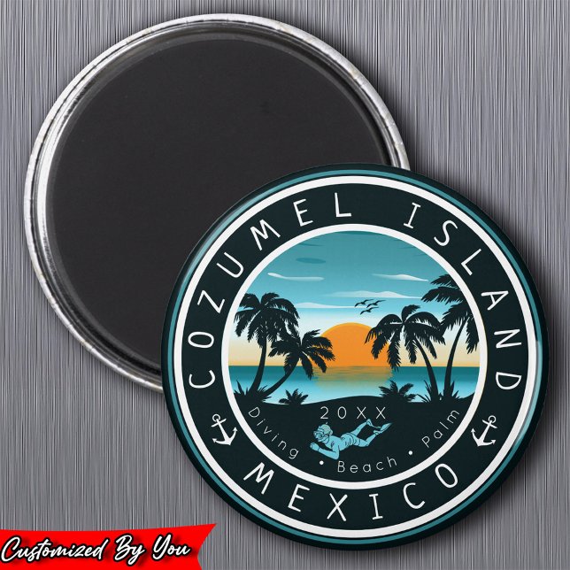 Cozumel Mexico Scuba Diving Sunset Souvenir 80s Magnet (Creator Uploaded)