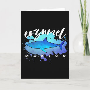 Cozumel Mexico Shark Scu Diver Spring Break Vacati Card