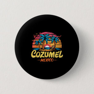 Cozumel Mexico Tropical Sunset Beach Souvenir Vaca 6 Cm Round Badge