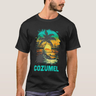 Cozumel Mexico Tropical Sunset Beach Souvenir Vaca T-Shirt