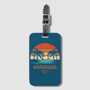 Cozumel Mexico Vintage sunset Matching Luggage Tag