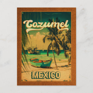 Cozumel Palm Tree Retro 80s Mexican Playa Postcard