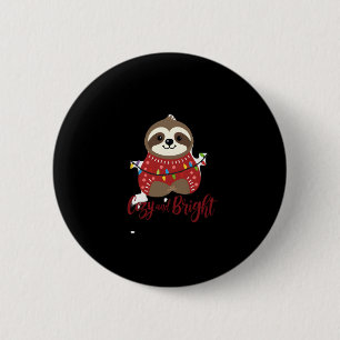 Cozy And Bright Sloth Christmas Lights (1) 6 Cm Round Badge
