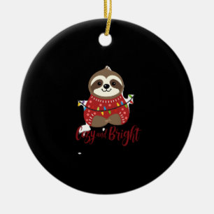 Cozy And Bright Sloth Christmas Lights (1) Ceramic Tree Decoration