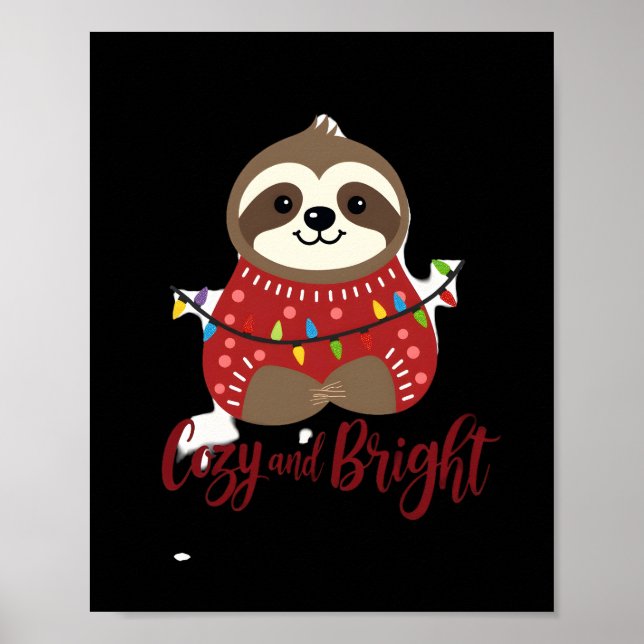 Cozy And Bright Sloth Christmas Lights (1) Poster (Front)